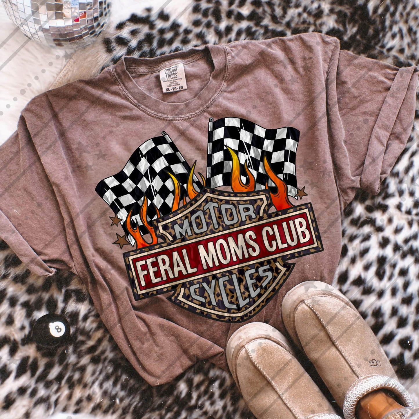 Feral Moms Club Flames Checkered Flags 08541