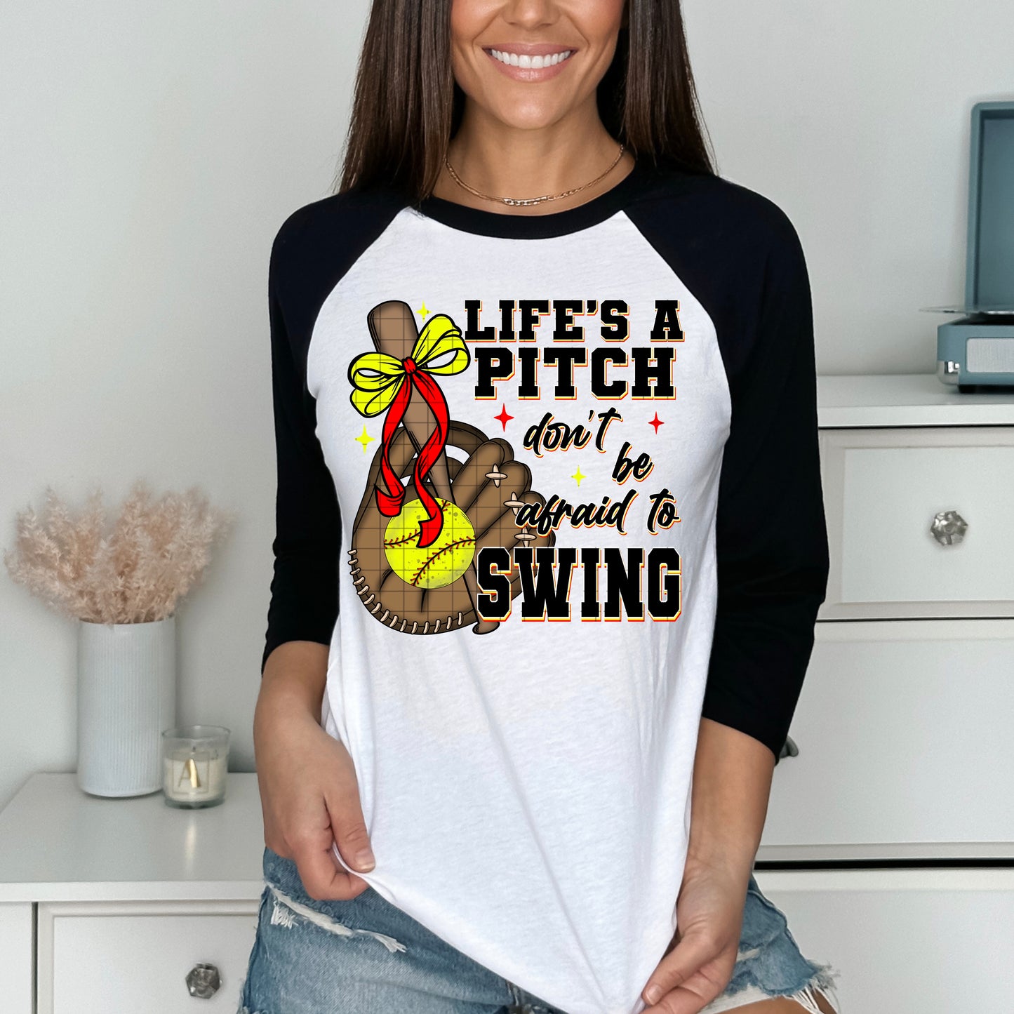 Life's a Pitch Don't Be Afraid to Swing Softball 07740