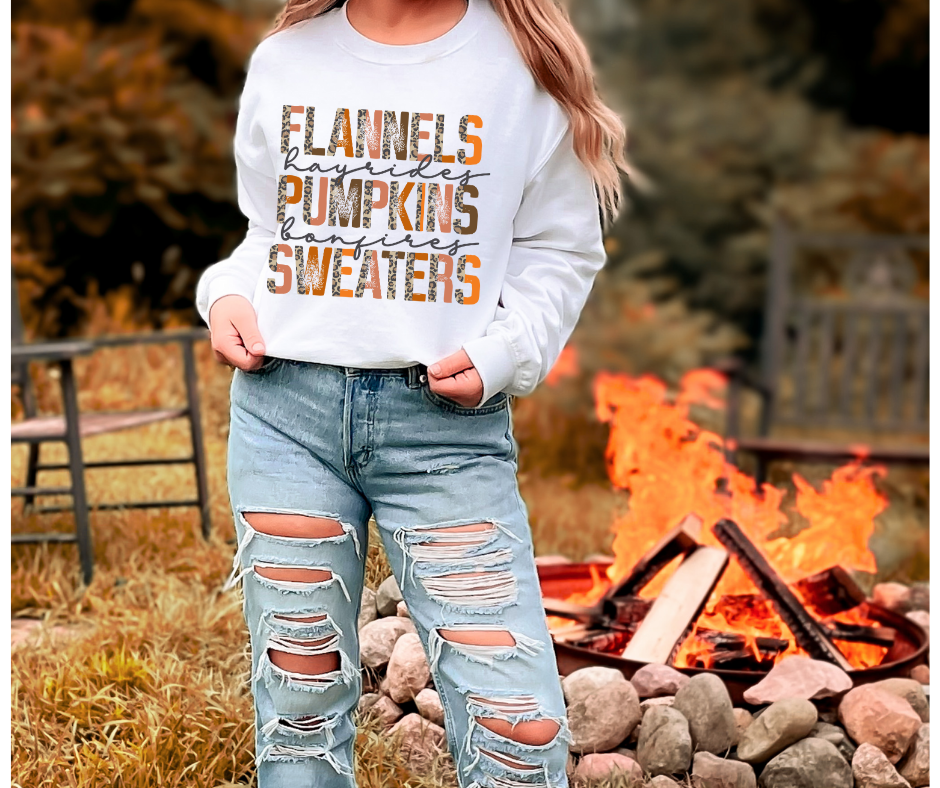Flannels Pumpkins Sweaters Half Leopard DTF Transfer 06063