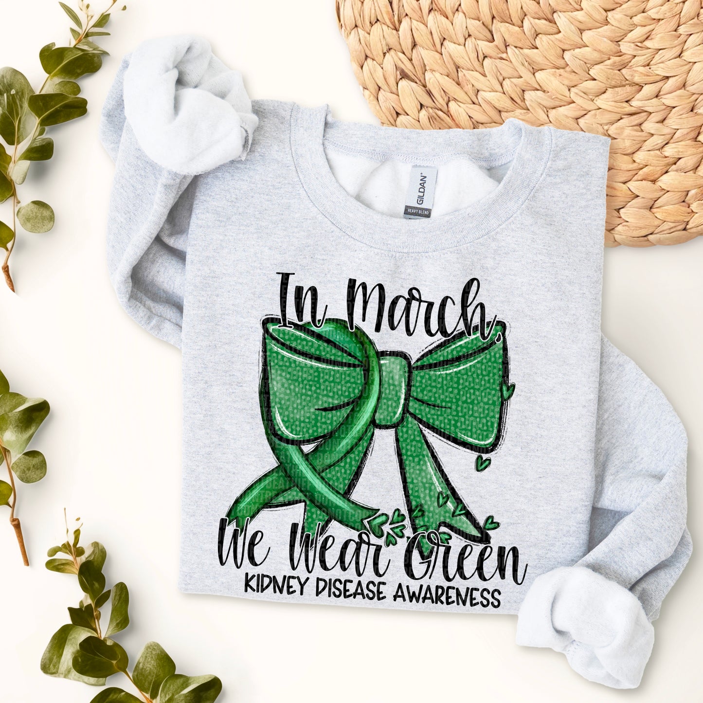 In March We Wear Green Kidney Disease Black 02719