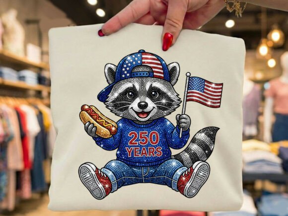 Patriotic Bling Raccoon 08103