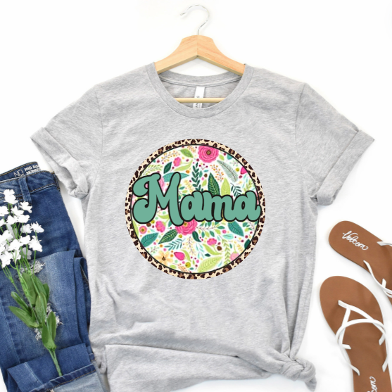 Spring Circle Mama (and Others) with Leopard DTF Transfer 05279