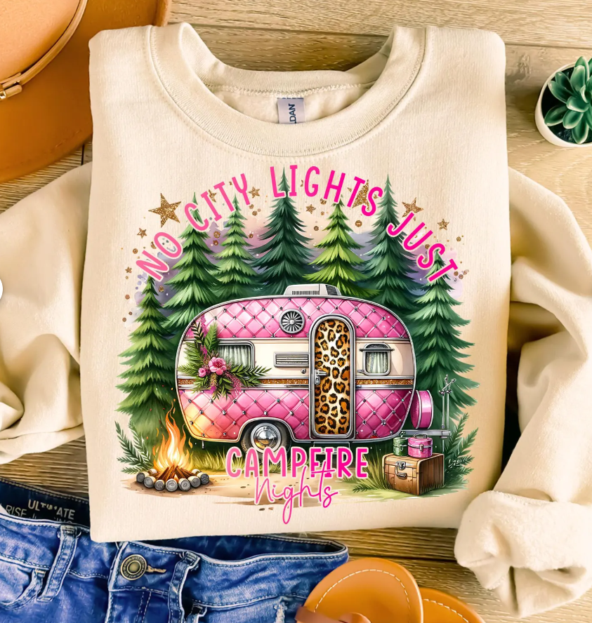 No City Lights Just Campfire Nights Pink 02140