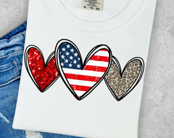 Faux USA Hearts 02101