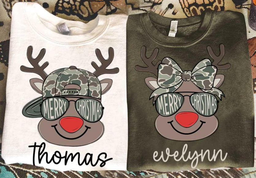 Custom Camo Reindeer Girl Boy 06723