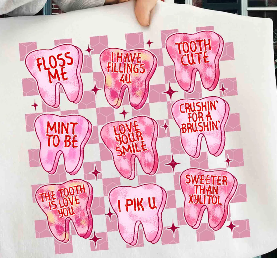 Pink Checkered Conversation Teeth 07344