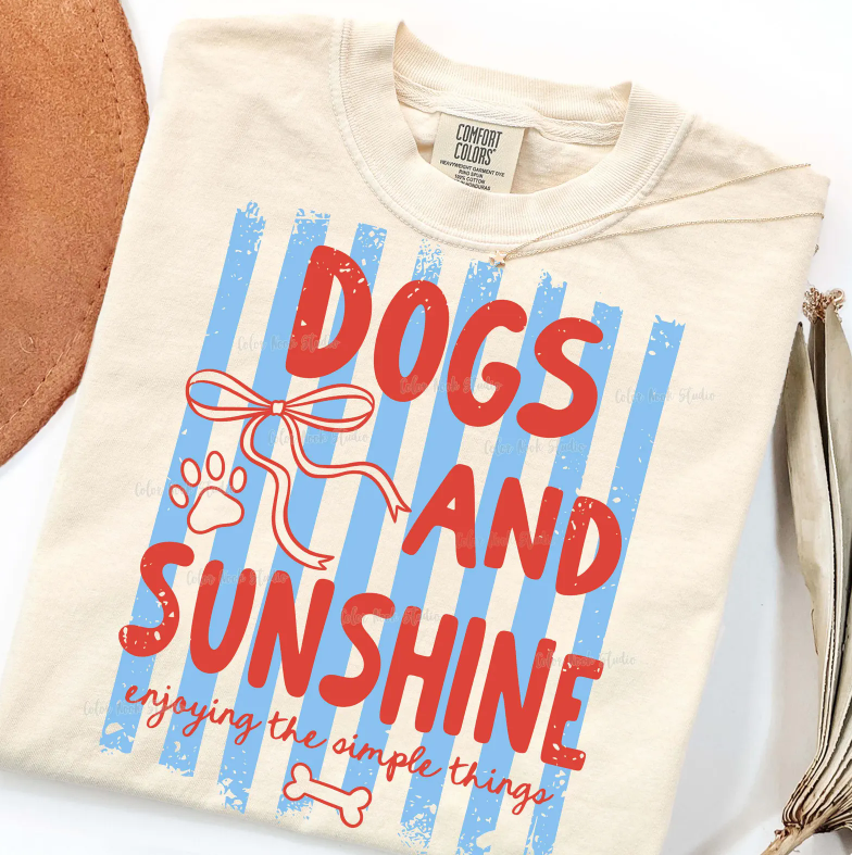 Dogs and Sunshine Stripes Color Dropdown (Choose Yours) 08000
