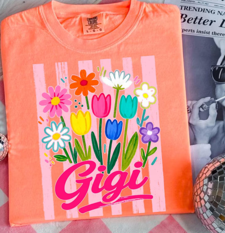 Floral Stripes Mama + Other Names (Choose Yours) 08150