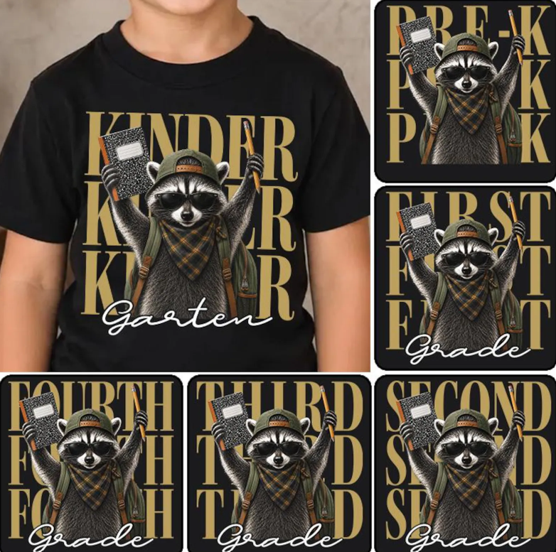 Back to School Raccoon Grade Levels (Choose Yours) 08822