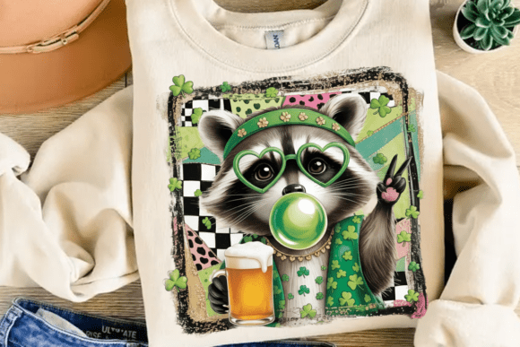 St. Patrick's Day Racoon Beer 08080