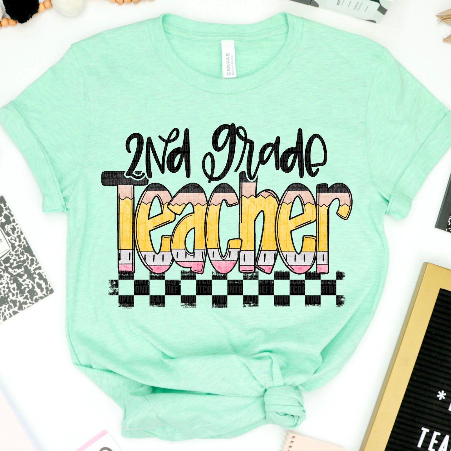 2nd Grade Teacher Pencil Checkered 05016