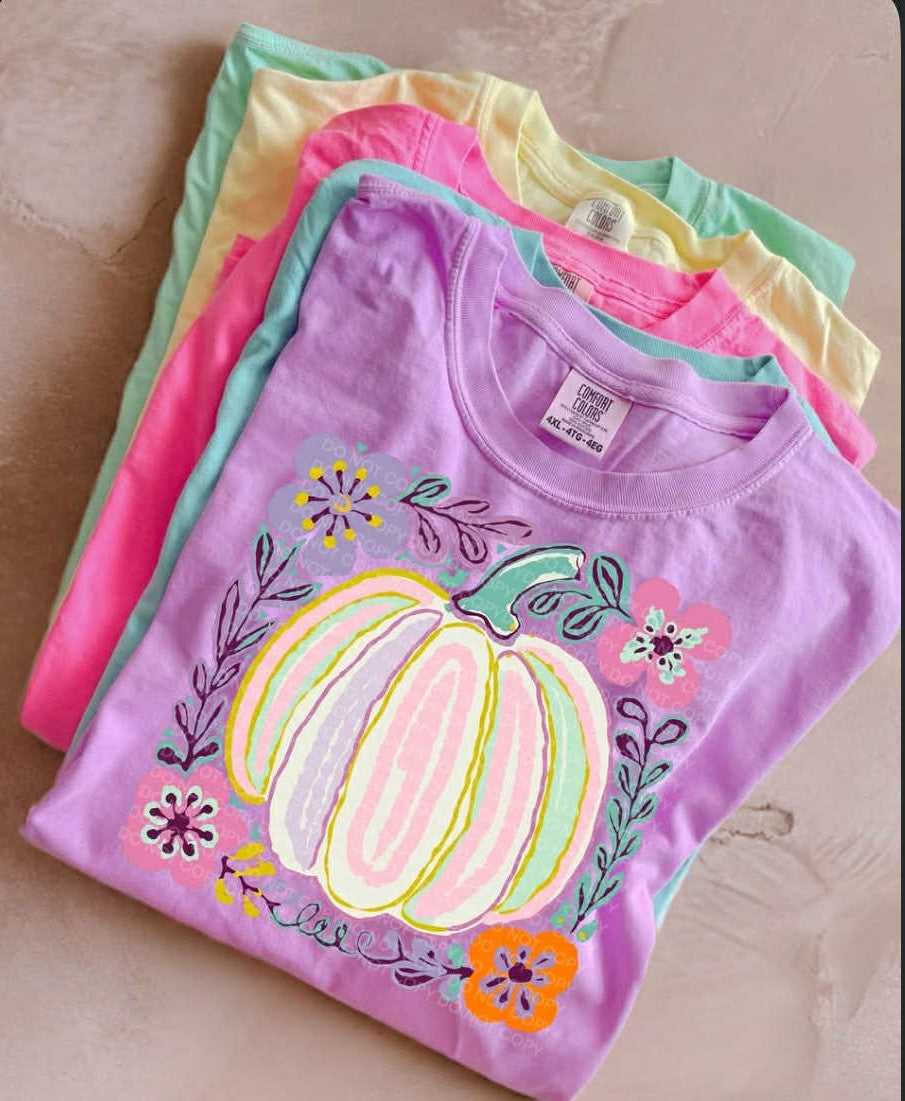 Pastel Floral Pumpkin 00607