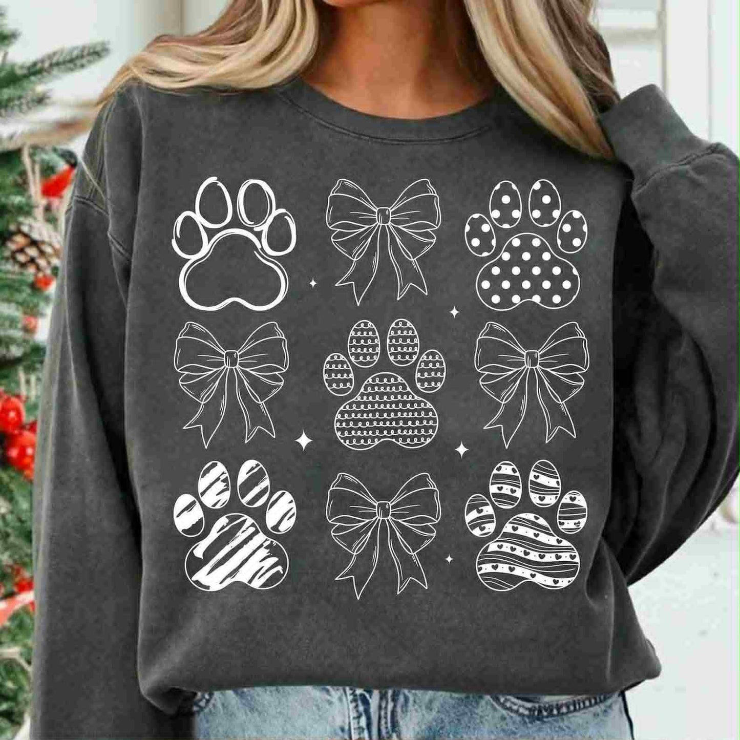 Paw Print Coquette White Outline 00975