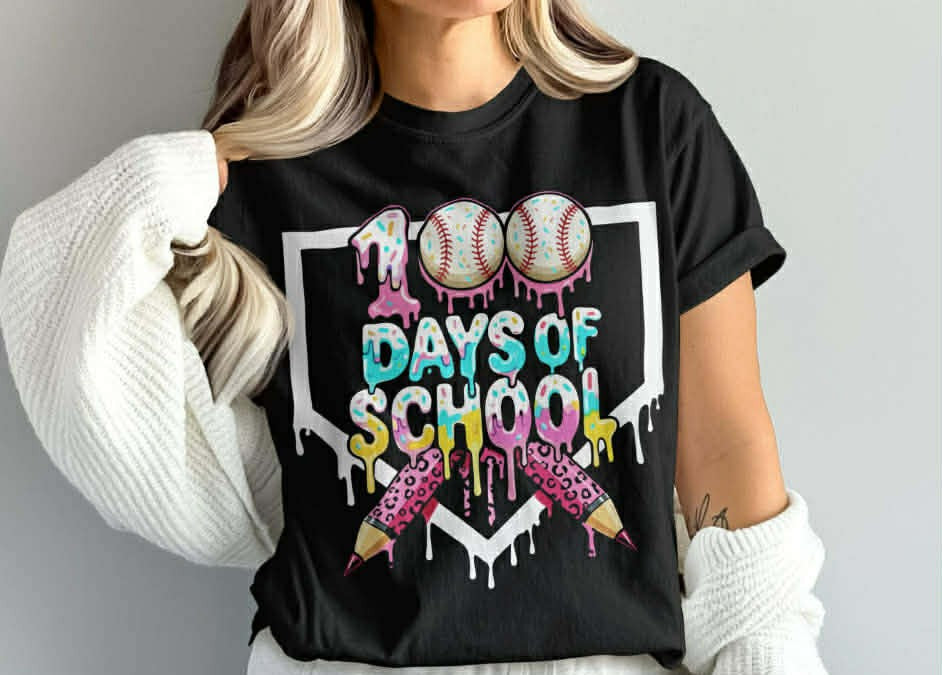 100 Days of School Baseball Drip 07489