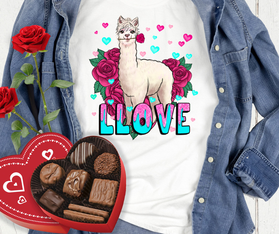 Llama Love Valentine DTF Transfer 06444