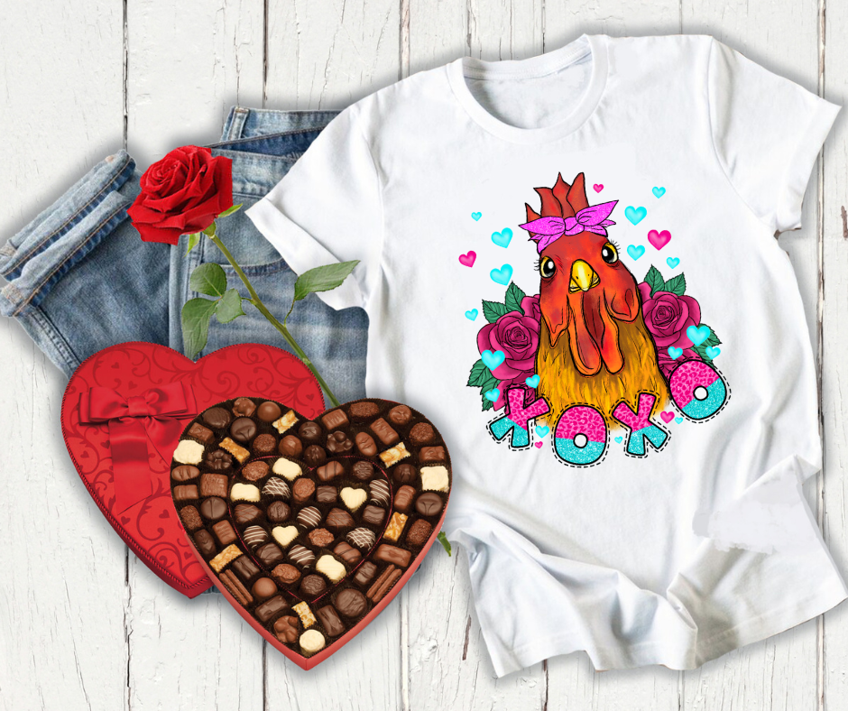 XOXO Rooster Valentine DTF Transfer 06443