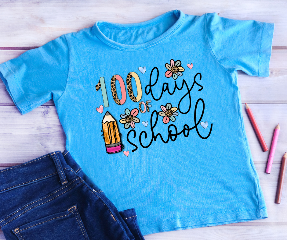 100 Days of School Floral DTF Transfer 06467