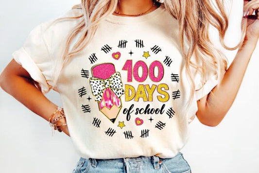 100 Days Of School Coquette Collage DTF Transfer 03734