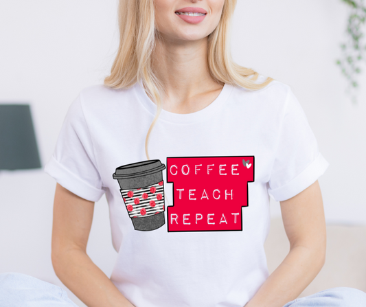 Coffee Teach Repeat Floral DTF Transfer 05371