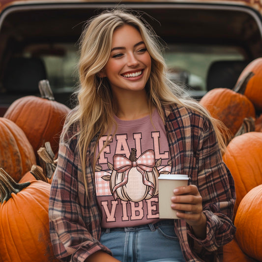 Fall Vibes Buffalo Plaid Pumpkin Pink 04445
