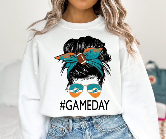 Miami Dolphins Messy Bun DTF Transfer 06115