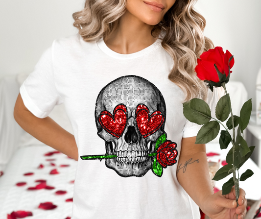 Faux Skull with Rose DTF Transfer 05520