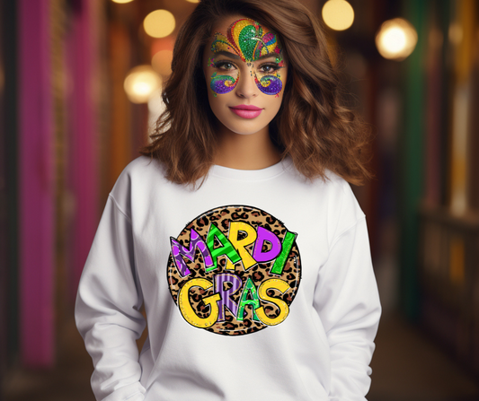 Mardi Gras Leopard DTF Transfer 05543