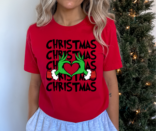 Green Guy Christmas Heart DTF Transfer 05949
