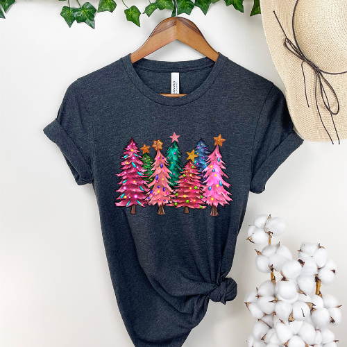 Pink Christmas Trees DTF Transfer 05865