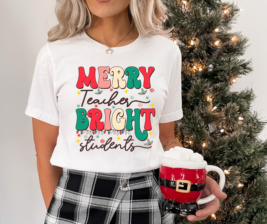 Merry Teacher Bright Students Retro DTF Transfer 05963