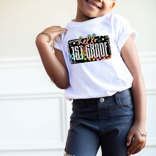 Colorful Hello First Grade DTF Transfer 06171