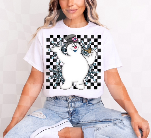 Frosty Blue Snowflakes Checkered 04473