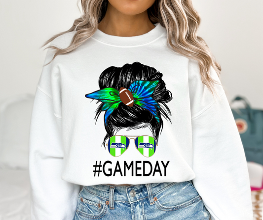 Seattle Seahawks Messy Bun DTF Transfer 06102