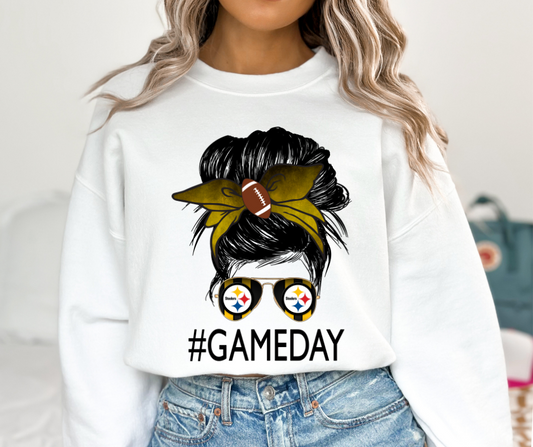 Pittsburgh Steelers Messy Bun DTF Transfer 06101