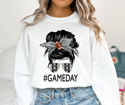 Oakland Raiders Messy Bun DTF Transfer 06124