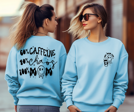 100% Mom Life Chaos Caffeine with Pocket DTF Transfer 05500