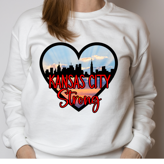 Kansas City Strong Skyline Heart DTF Transfer