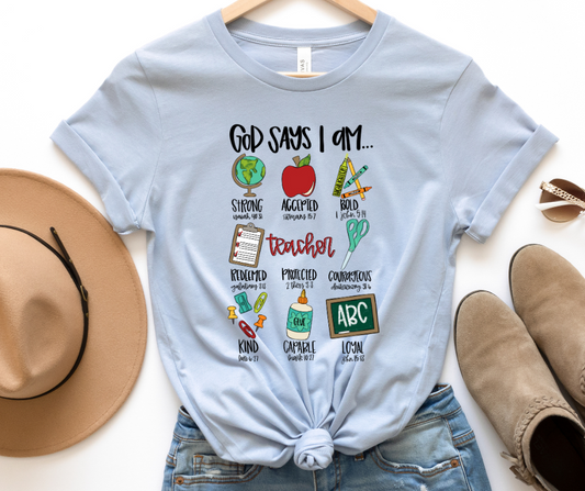 God Says I Am Teacher DTF Transfer 05559