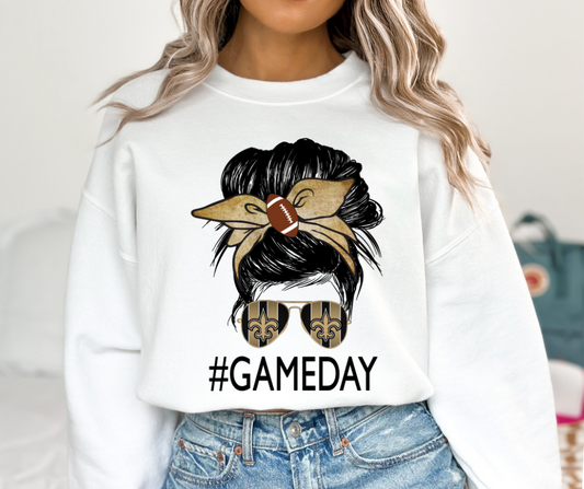 New Orleans Saints Messy Bun DTF Transfer 06099