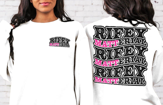 Riffy MATTerial with Riffy MATTerial pocket PINK and BLACK DTF Transfer 05700