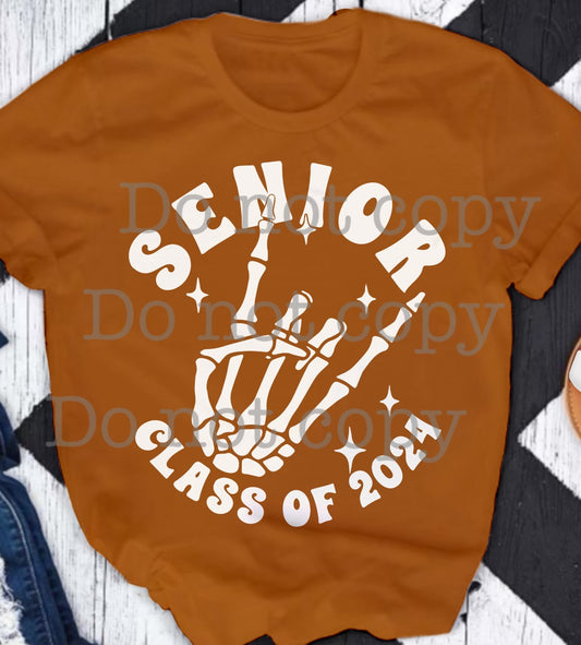 Senior Class Of 2024 Skeleton Hand DTF Transfer 05690