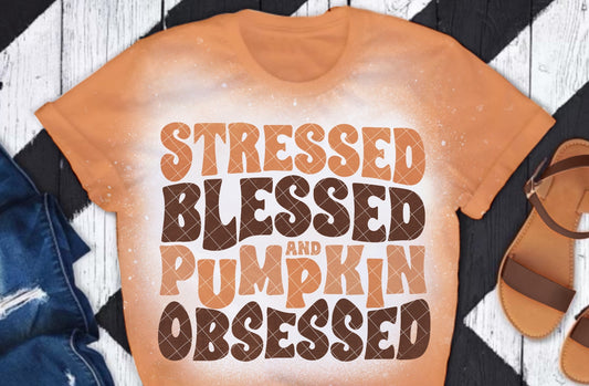 Blessed Stressed And Pumpkin Obsessed  DTF Transfer 05683