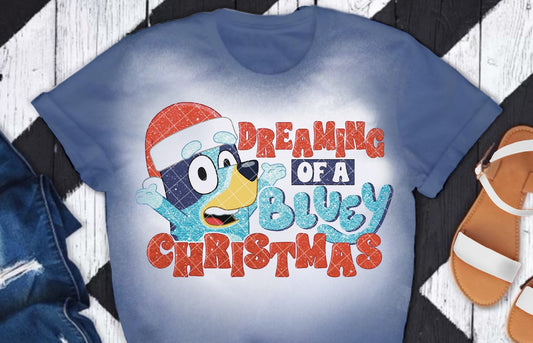 Dreaming Of A Bluey Christmas BLUE DTF Transfer 05671
