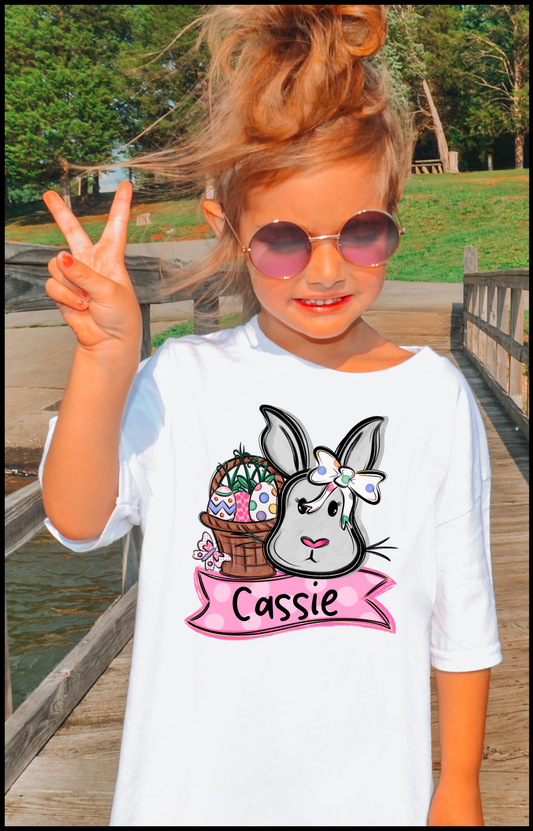 Girl Easter Bunny Basket Name Custom 02851