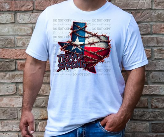 Texas Strong Flag Barbwire Graphic Tee 01615