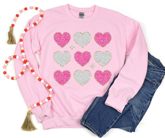 Faux Chenille Heart Collage DTF Transfer 05552