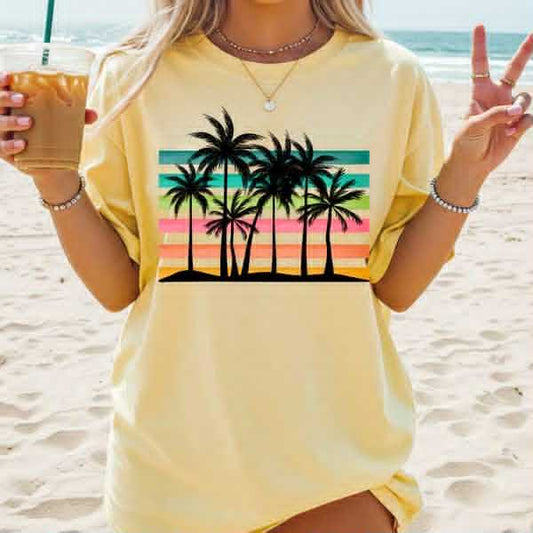 Rainbow Stripe Palm Trees 08602