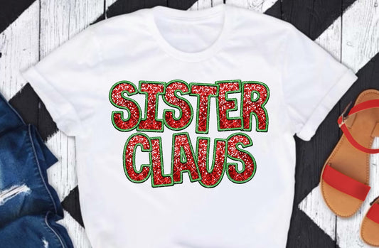 Sister Claus Glitter DTF Transfer 05662