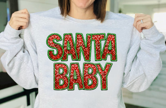 Santa Baby Glitter DTF Transfer 05660