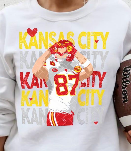 KC Stacked Kelce Heart Hands DTF Transfer 05496